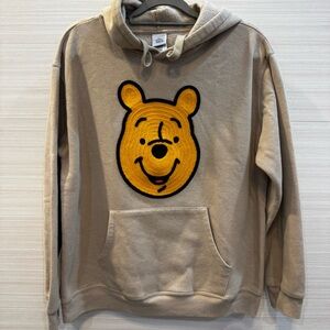 Disney Winnie the Pooh Design tan Hoodie Sweatshirt size XL